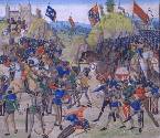 Guerra de los Cien Años.  Batalla de Crecy en la que los ingleses vencieron a la caballería francesa en agosto de 1346. Ampliar imagen