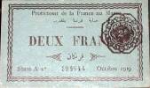 Billete de dos francos del protectorado francés de Marruecos. 1919. Ampliar imagen