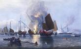 El buque británico Némesis destruyendo juncos chinos en 1841. Ampliar imagen