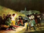 Goya. Los fusilamientos del 3 de Mayo. Representa la represión de las tropas francesas sobre los sublevados de Madrid. Ampliar imagen